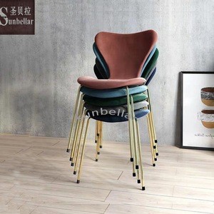 modern design 7series metal chairs fabric metal leg home dining chair stackable small chairs for library