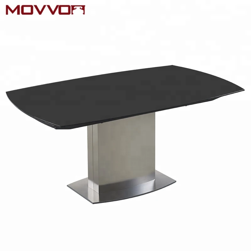 Modern fashion furniture stainless steel and glass dining furniture white glass top swivel dining table