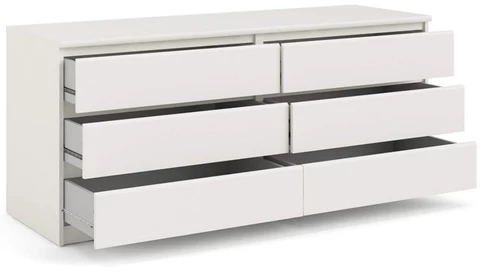 Modern wood white 6 drawer chest of drawers