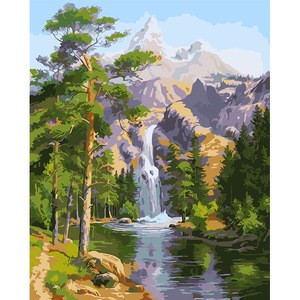 Mountain stream waterfall landscape diy oil painting by numbers for home decor wall decoration with good price, paint by numbers