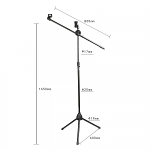 Musical instrument accessories wholesaler OEM foldable tripod microphone stand universal mic mount and height adjustable
