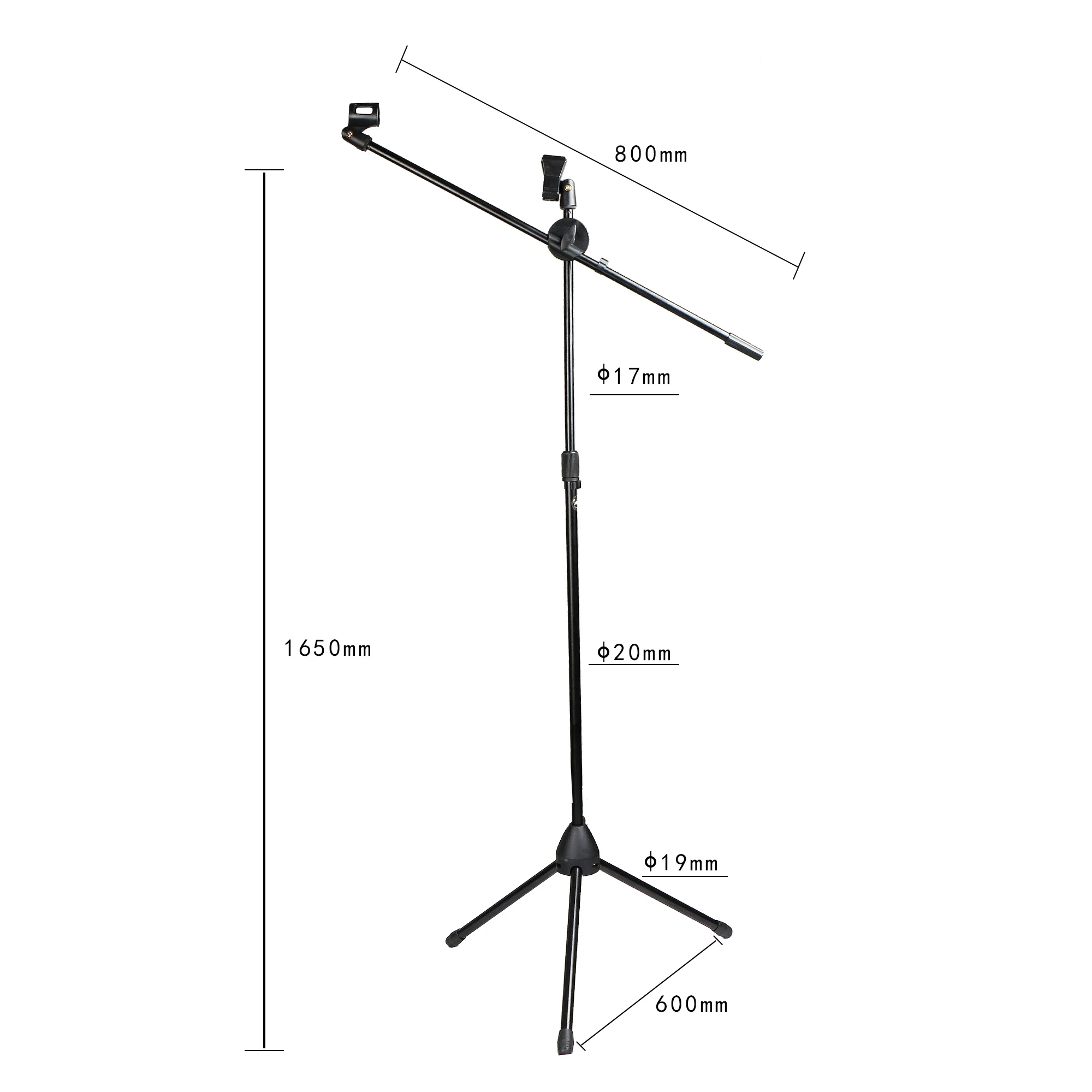 Musical instrument accessories wholesaler OEM foldable tripod microphone stand universal mic mount and height adjustable
