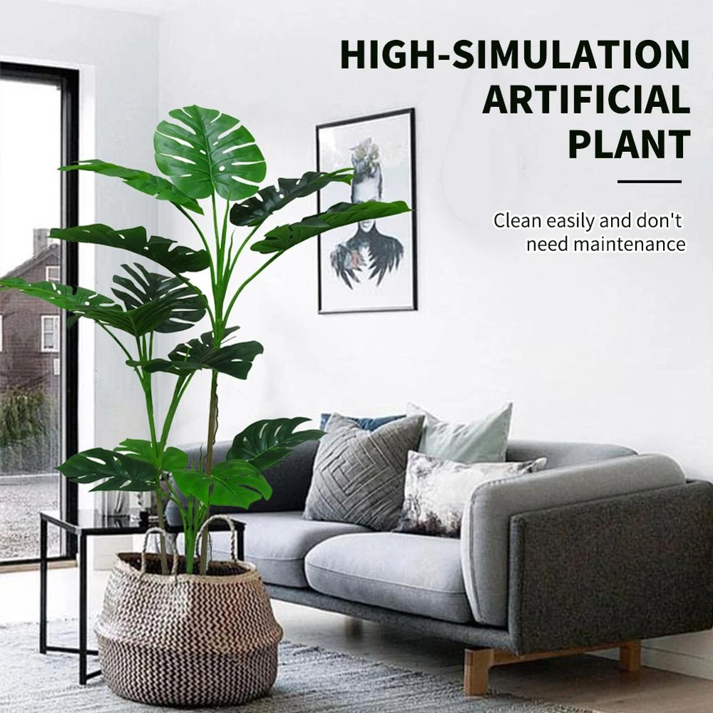 Natural decorative green plant indoor 1m water proof PU artificial monstera house plants