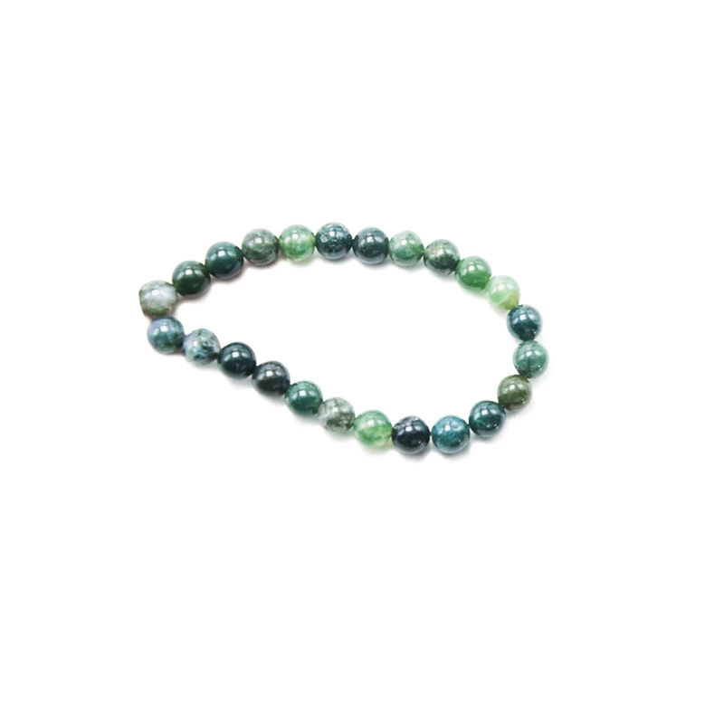 Natural Moss Agate Gemstone Faceted Round Beads  for DIY Bracelet and Necklace Making