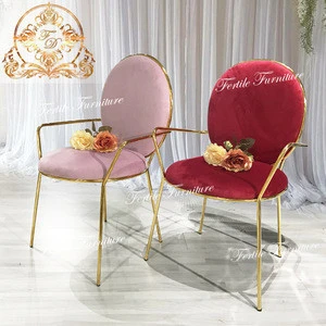 new design stainless steel  pink and  red velvet dining chairs for sale