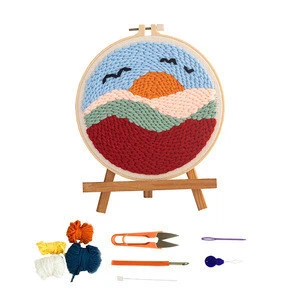 New Design Woolen Art Sunset Latch Hook Kits Rug Making Crafts Diy for Adults