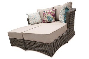 New modern style 3 piece outdoor sectional rattan sofa set patio daybed terrace furniture
