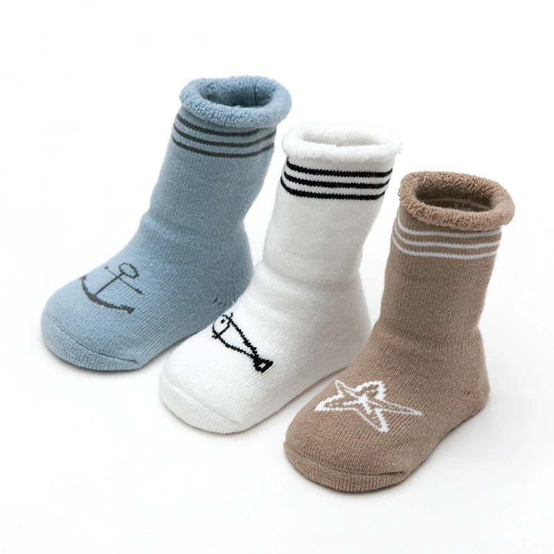 New terry padded baby socks wholesale 0-3 years old boy girl baby cotton animal crew socks