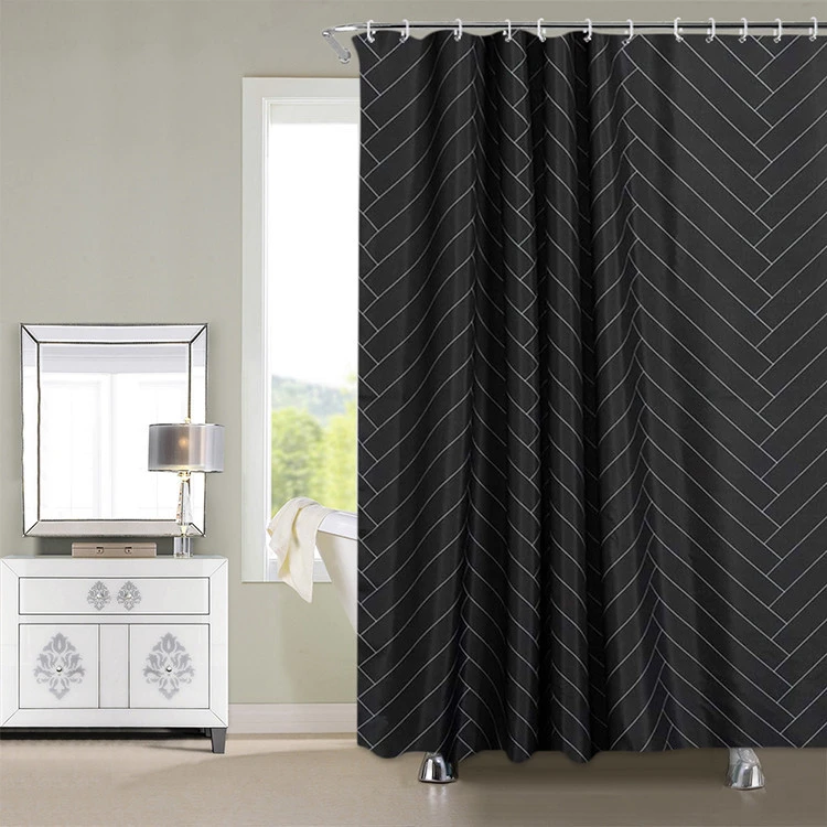 Nordic eco friendly mildew resistant polyester black waterproof premium shower curtain