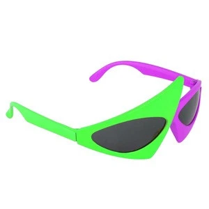 Novelty 2-Color Neon Funny Asymmetric Triangle Glasses Fashion Accessories For Halloween And Other Costume Parties Unisex