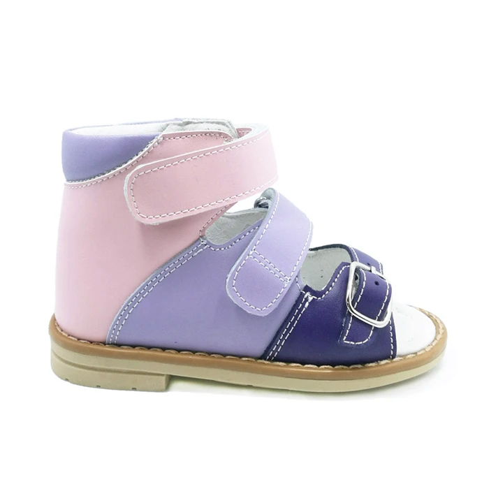 OEM handmade leather sandals girls link wholesale flat feet orthopedic shoes for kids