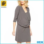 Office wear working breastfeeding nursing wrap front khaki chiffon maternity dress clothing