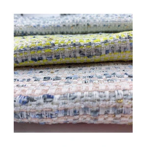 Olive Blue Pink high quality cheap acrylic wool woven tweed fabric