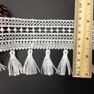 OLT 15785 wholesale 8cm garment decorative embroidery lace trim and tassels