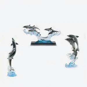 Original Design Crystal Resin Oceanic Dolphin Figurines Crafts