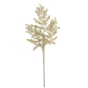 Ornament Decor Plastic New Customized 2020 Christmas Silver Gold Leaf Pick