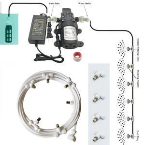 Outdoor Cooling Disinfection Mist Spray Fog Machine 12V Pump and T connector Nozzle