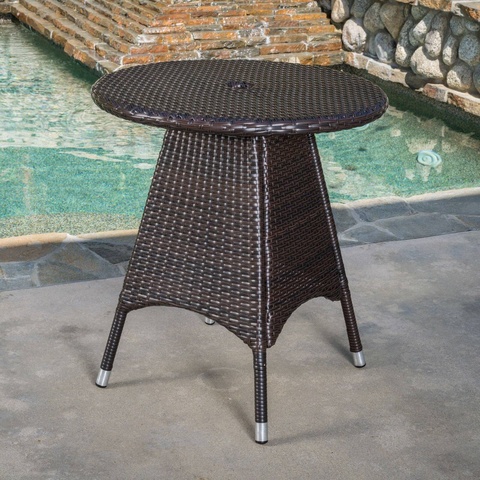 Outdoor Patio Furniture Rattan 3 Piece Steel Wicker Bistro Chat Cushion Chair and Table Set
