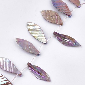 Pandahall Dyed AB ColorTop Drilled Leaf Freshwater Shell Beads