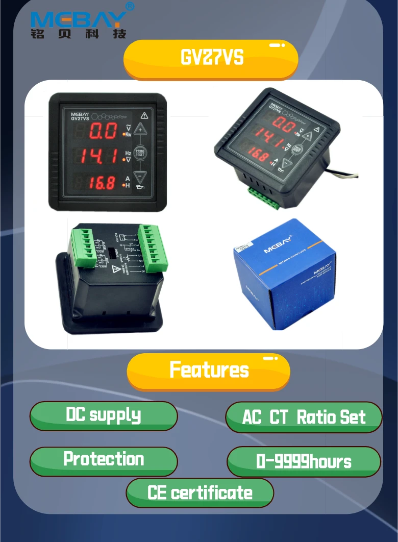 Panel Meters DC Digital Panel Meter Ampermeter GV27VS 5 Parameters Display