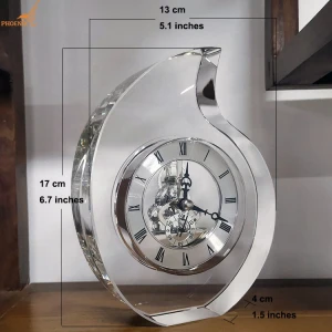 Personalized Honor Engraving Souvenir Gifts Crystal Table Clock Trophy Plaque Standing