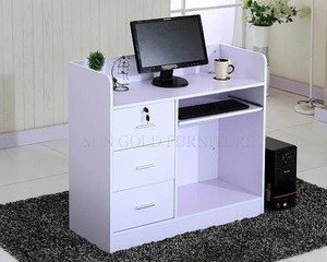Pink modern wood small shop counter design office reception desk (SZ-RTB025-2)
