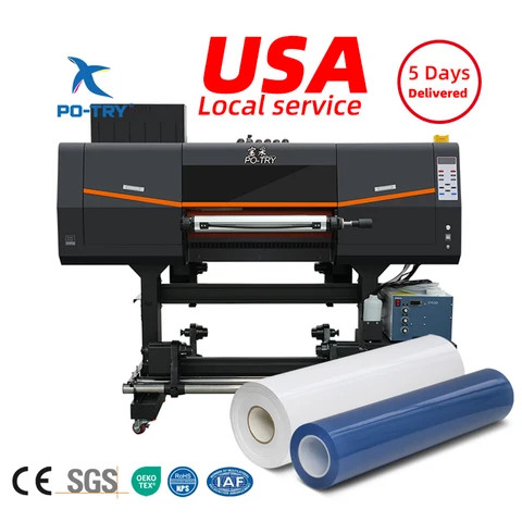 PO-TRY New Arrival Industrial Printing Machine High Speed Durable 3 Printheads UV DTF Printer