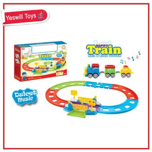 Popular kids plastic toy model train, railway train, slot toy