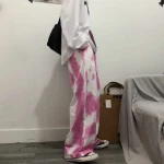 Popular Tie-dye Pants Womens Korean-style Loose Drooping Pants Student High Waist Wide-leg Casual Pants