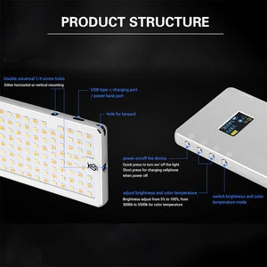 Portable LED Video Light Panel Lamp Photographic Lighting with LED Display for DSLR Camera 2600mah power bank