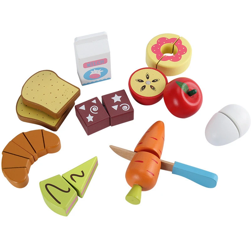 pretend play tableware magnetic vegetable fruit cutting wooden toys