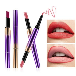 Private label 2 in1 lipstick with lip pencil OEM/ODM lipstick with pen for wholesale
