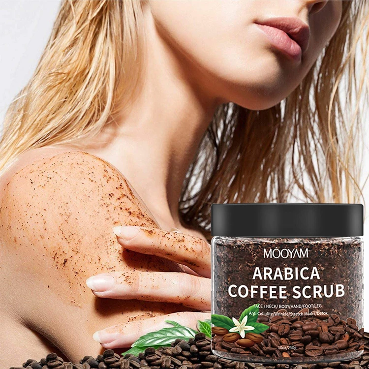 private label natural vegan anti aging whitening exfoliating face body skin care organic coffee scrub