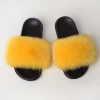 Professional design women slippers faux fur	heart fur slippers	faux fur strip slides slippers real