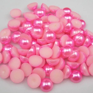 Promotional Bulk Loose Hotpink 1.5MM New Half Round ABS Flat Pearls For Beads Making