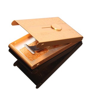 Push Up Push Down Button Folding Anodizing Gold Aluminum Knurling Business Metal Automatic Card Holder