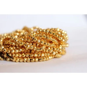 Pyrite gold coated faceted natural stone beads