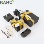 RANO Upscale Customized Jewelry Watch Necklace Ear Ring Paper Package Gift Box with Carrier Paper Bag Hardboard Mist Blue Accept