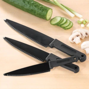 Reusable Plastic Kitchen Knife For Kids Safety Knife 3PC per set Salad Knife Serrated Plastic Cutter Slicer Cake Bread Cutter