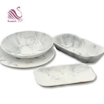 Reusable Resin White Restaurant Dinnerware Custom Dinner Serving Dishes Plates Sets