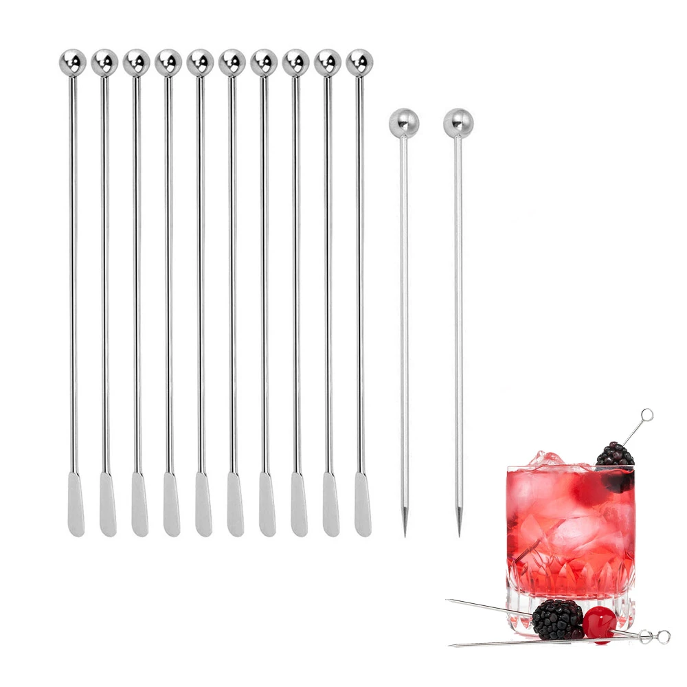 Reusable Small paddles stainless steel coffee beverage stirrers stir mixing metal swizzle stick cocktail pick pin