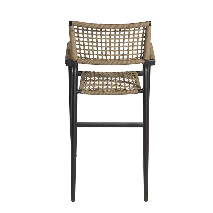 Rope Outdoor Furniture High Bar Chair With Footrest French Bistro Chairs Bar Stool
