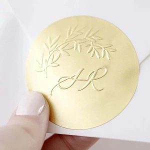Rose gold foil 30mm round embossed label embossed sticker printing