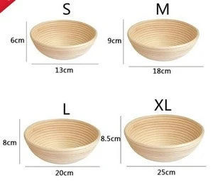 Round Banneton Brotform Bread Dough Proofing Rising Rattan Basket And Liner