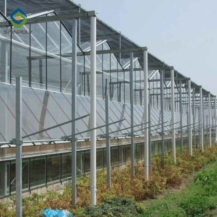 Sainpoly cheap agriculture hydroponic greenhouse systems multi-span glass green house greenhouse