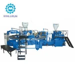 Servo Motor Double Color PVC Air Blowing Slipper Shoes Moulding Machine