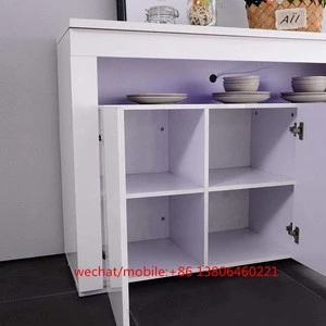 SG-LL113  High Gloss White Sideboard Cabinet Cupboard Buffet Storage Unit with LED Light