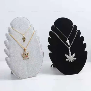 SHI SHENG Necklace Tree Holder Jewelry Pendant Chain Display Black Stand Velvet Easel Organizer Rack