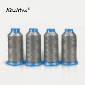 Silver coated mixed polyester sewing  thread for crochet