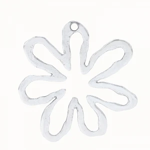Silver Plated Large Hollow Open Flower Charms Pendants for Necklace Jewelry Making